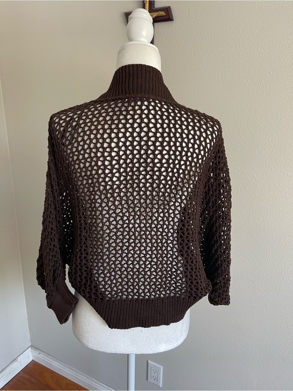 American Rag Brown Open Crochet Shrug Cardigan - Picture 4 of 5